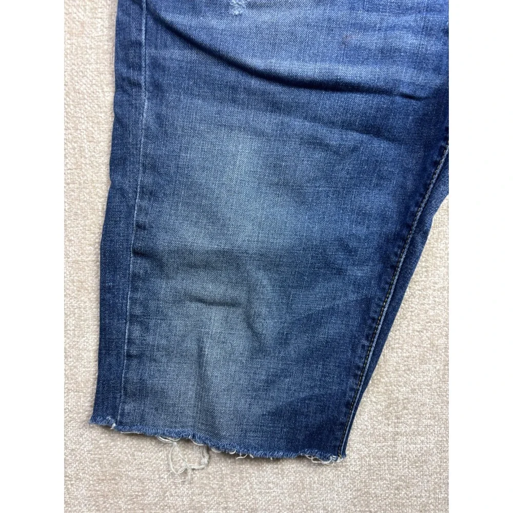 True Religion Mens Blue Denim Cut Off Shorts Size 36 Straight Flap Pocket USA